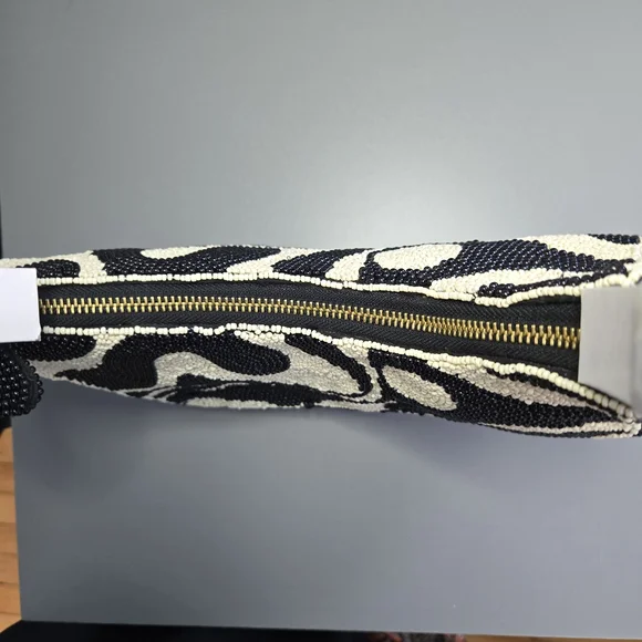 Anthropologie Black and Cream Beaded Shoulder Bag - Picture 9 of 10